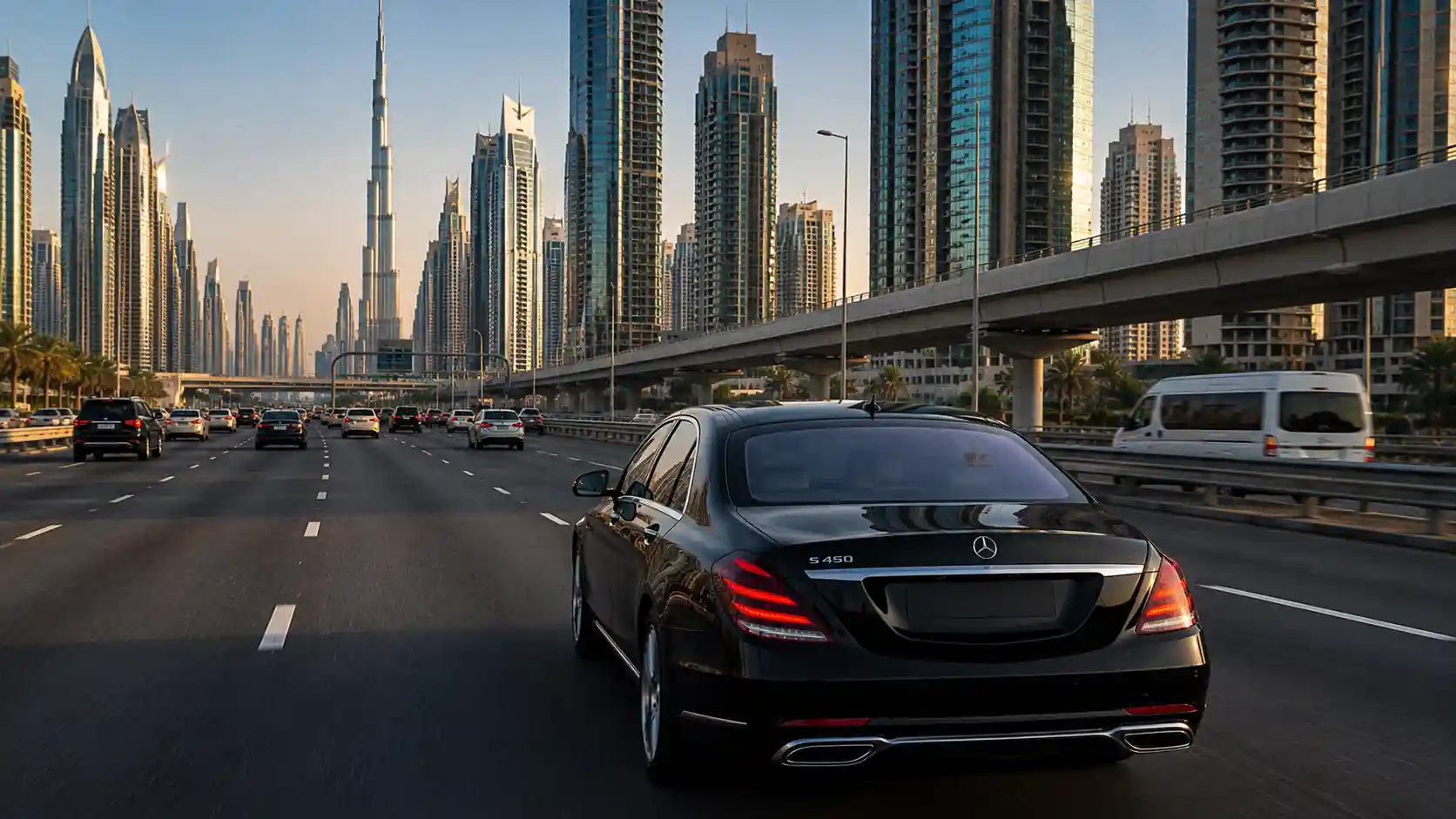 Business professional working in a point-to-point chauffeur car